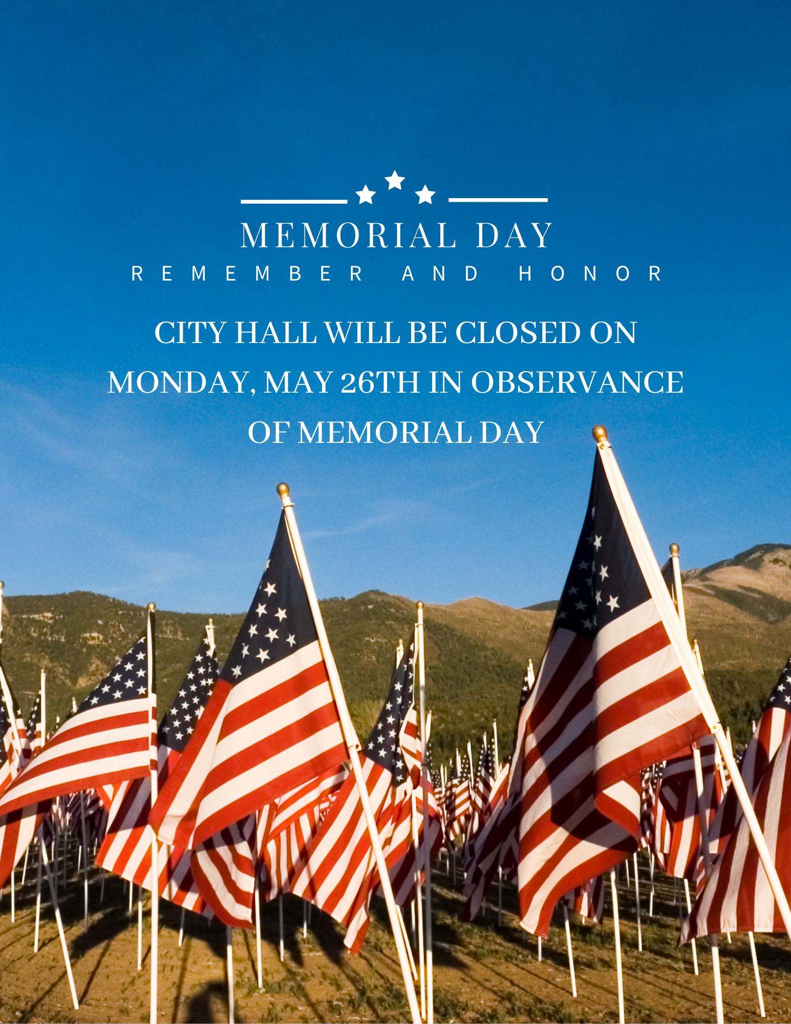 Closed for Memorial Day